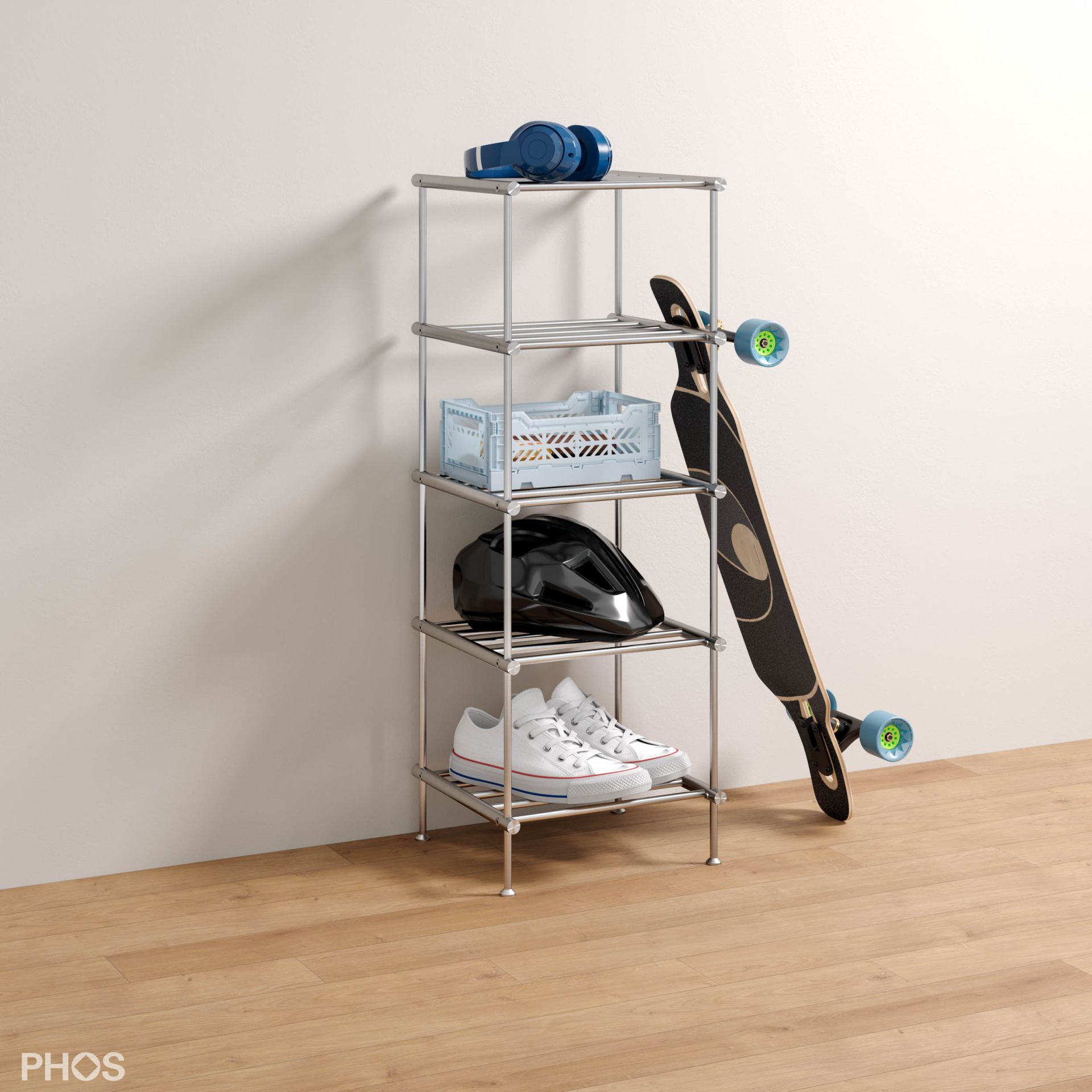 SR300-5 Полка для обуви узкая и высокая, 5 уровней, ширина 30 см. PHOS  - Вид №4