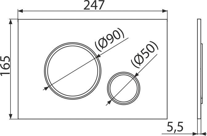 Кнопка управления для скрытых систем инсталляции, черный-мат/xром-глянец ALCAPLAST M778 - Вид №1