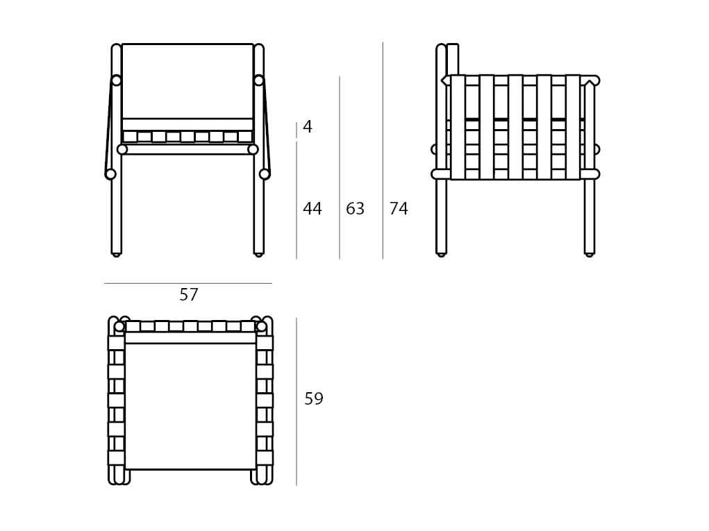 Садовое кресло из тикового дерева с подлокотниками Il Giardino di Legno Lignes ARCH-00152820 - Вид №2