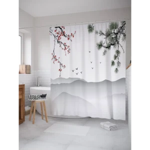 93783217 Штора для ванной JoyArty Вслед за птицами из ткани, 180x200 см с крючками STLM-1456086