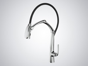 Однорычажный электронный кухонный смеситель со съемным ручным душем