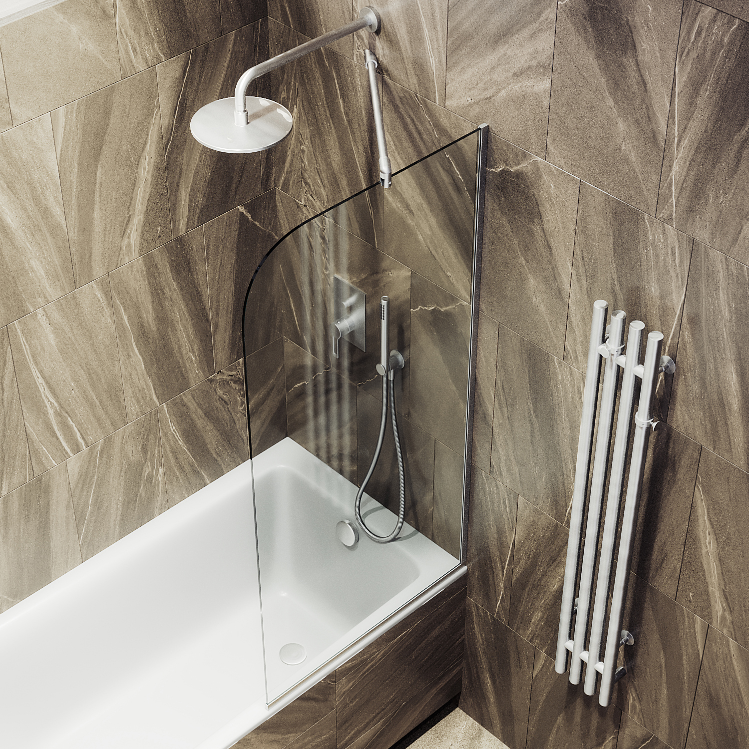 Шторка для ванны в узком профиле ST-63-5у Public Steel