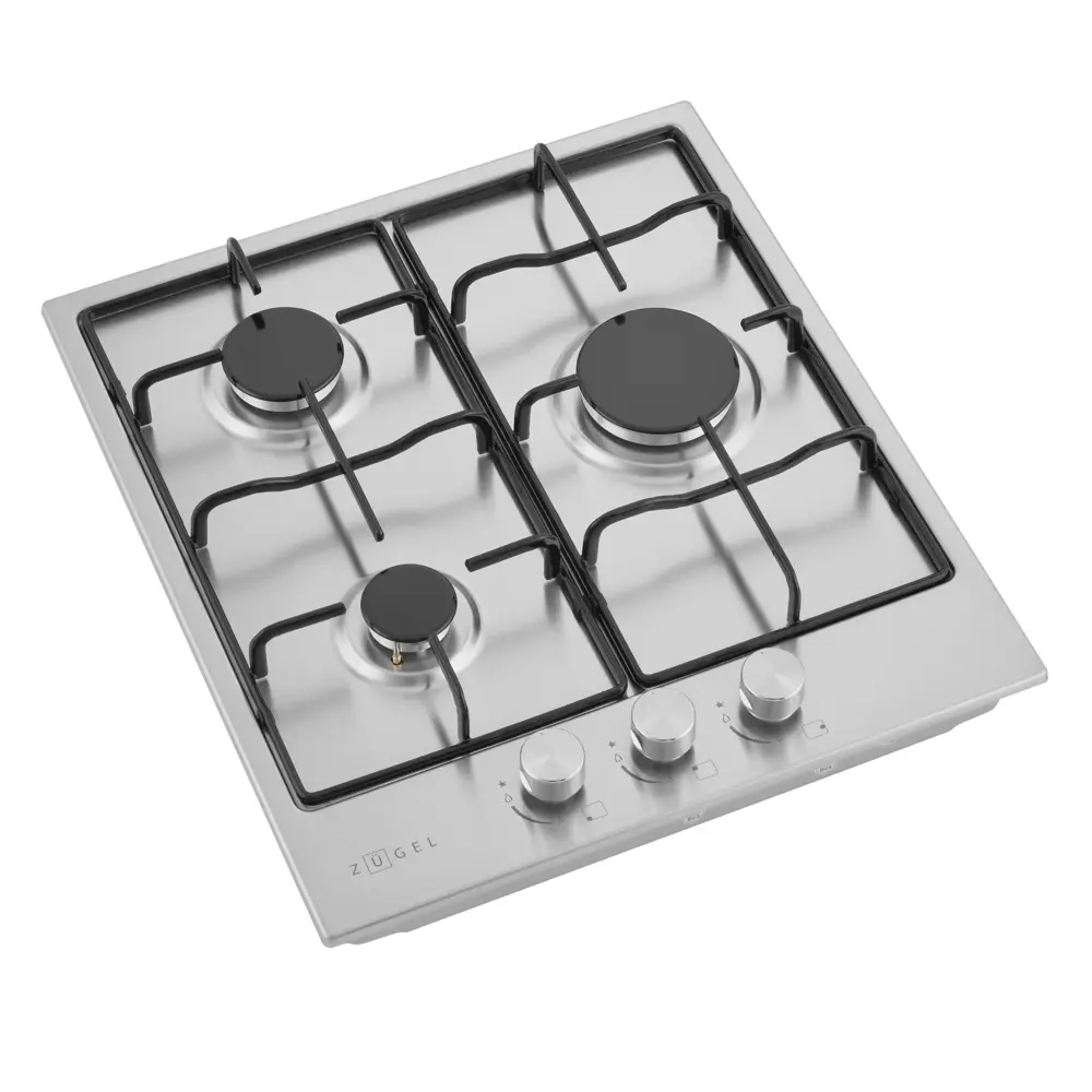Газовая варочная панель Zugel ZGH453X 45 см 3 конфорки цвет серый STLM-2137106 - Вид №1