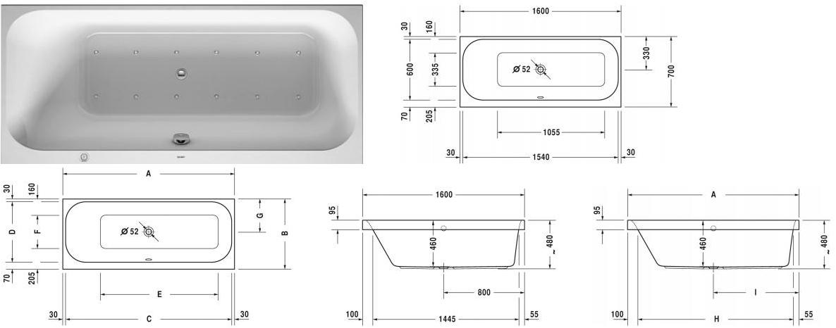 Duravit Встраиваемая акриловая ванна с гидромассажем Happy d.2 sun-id-1379775 - Вид №2