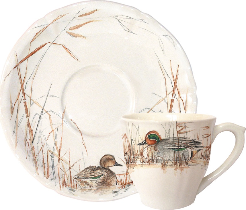 10543164 Gien Чашка чайная с блюдцем Gien Солонь 200мл, фаянс Фаянс 