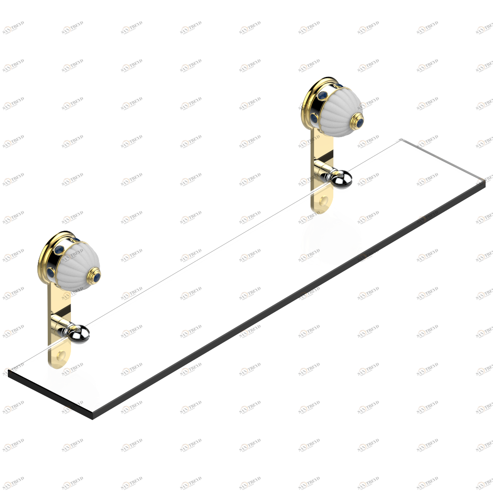 A1K-564 Полка стеклянная 60 cм с кронштейнами Thg-paris Amboise с лазуритом Хром/золото A1K-564 CAT.A