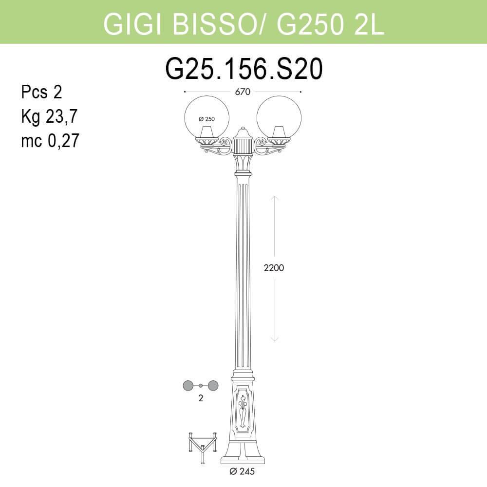 Уличный фонарь Fumagalli Gigi Bisso/G250 G25.156.S20.AZE27 FUMAGALLI ФОНАРЬ 268847 Черный  - Вид №1