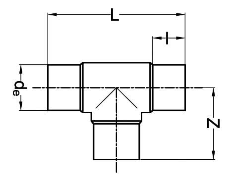 SANIT 850700410 Тройник 90 °, ПЭ 100, 17 СДР, длинные  - Вид №1