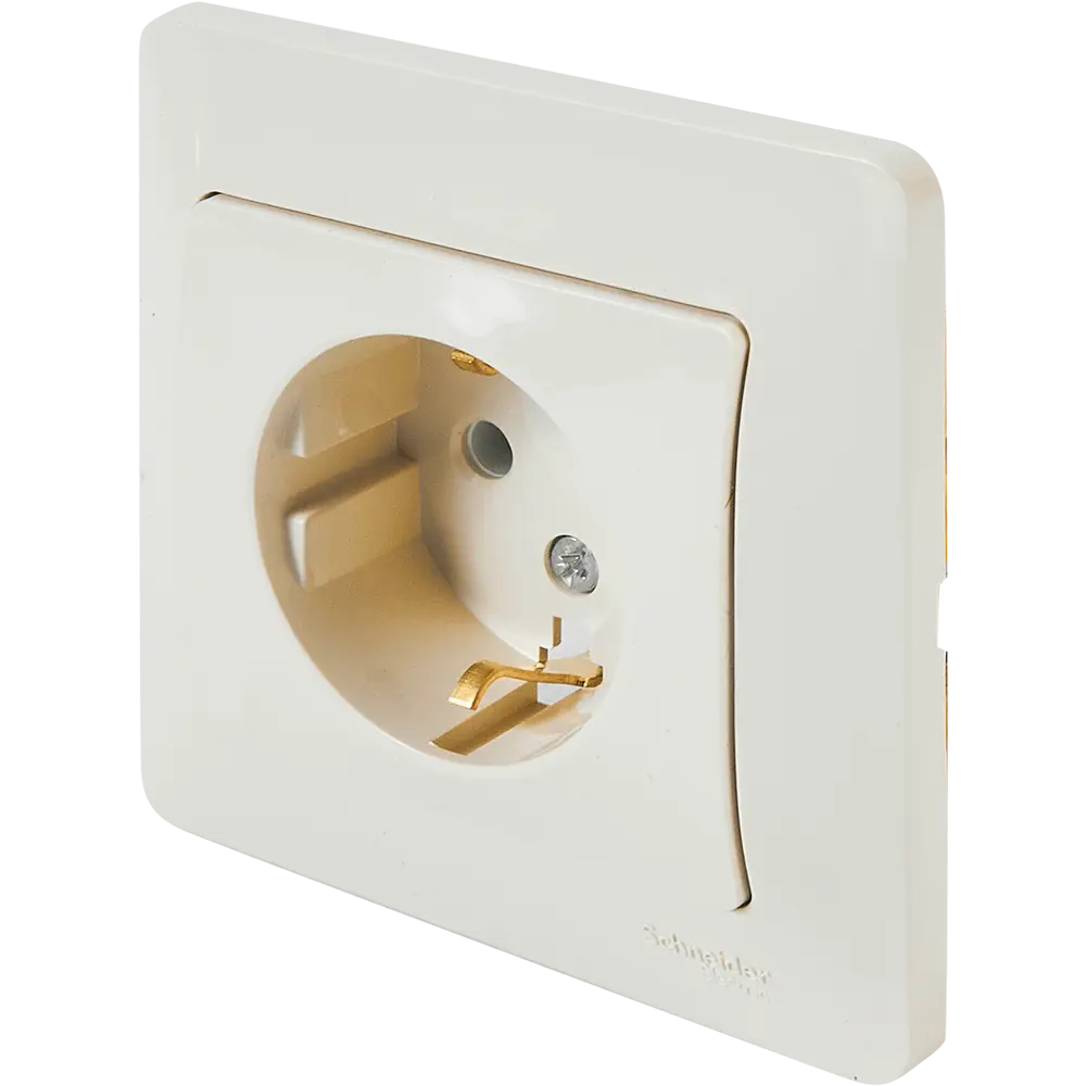 Schneider Electric Glossa — встраиваемая розетка с заземлением в бежевом цвете 86710182 STLM-0070799 - Вид №1