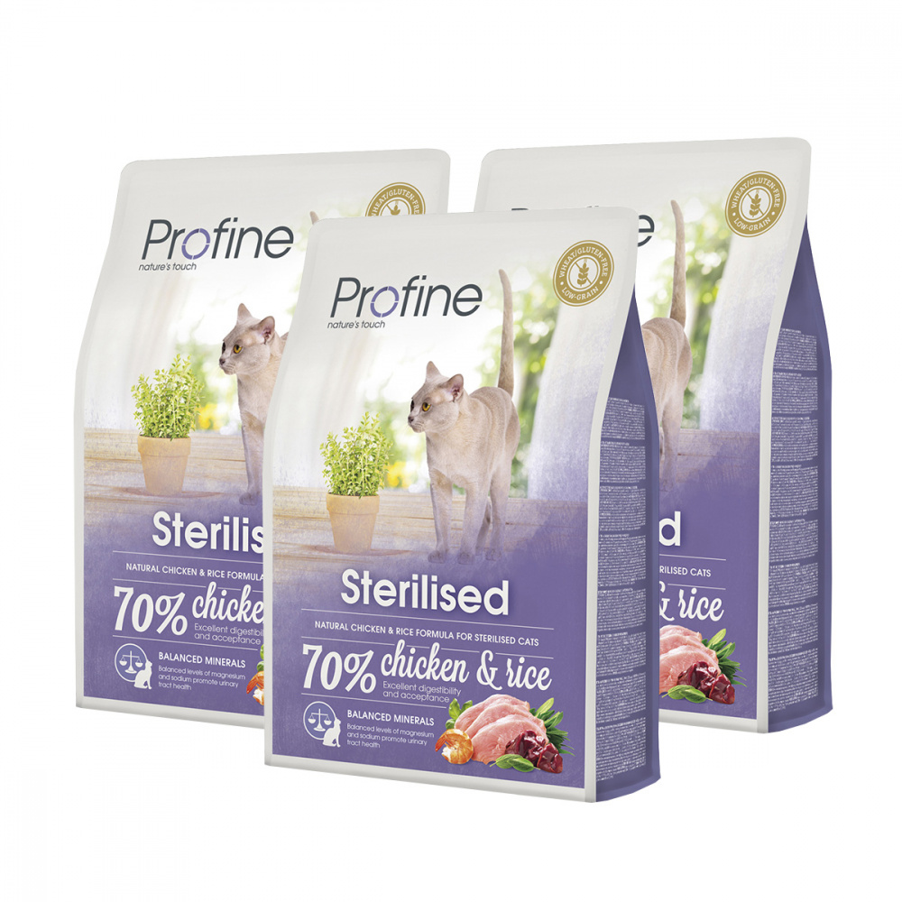 ПР0041293*3 Корм для кошек Sterilised для стерилизованных и кастрированных курица сух. 2кг (упаковка - 3 шт) PROFINE 