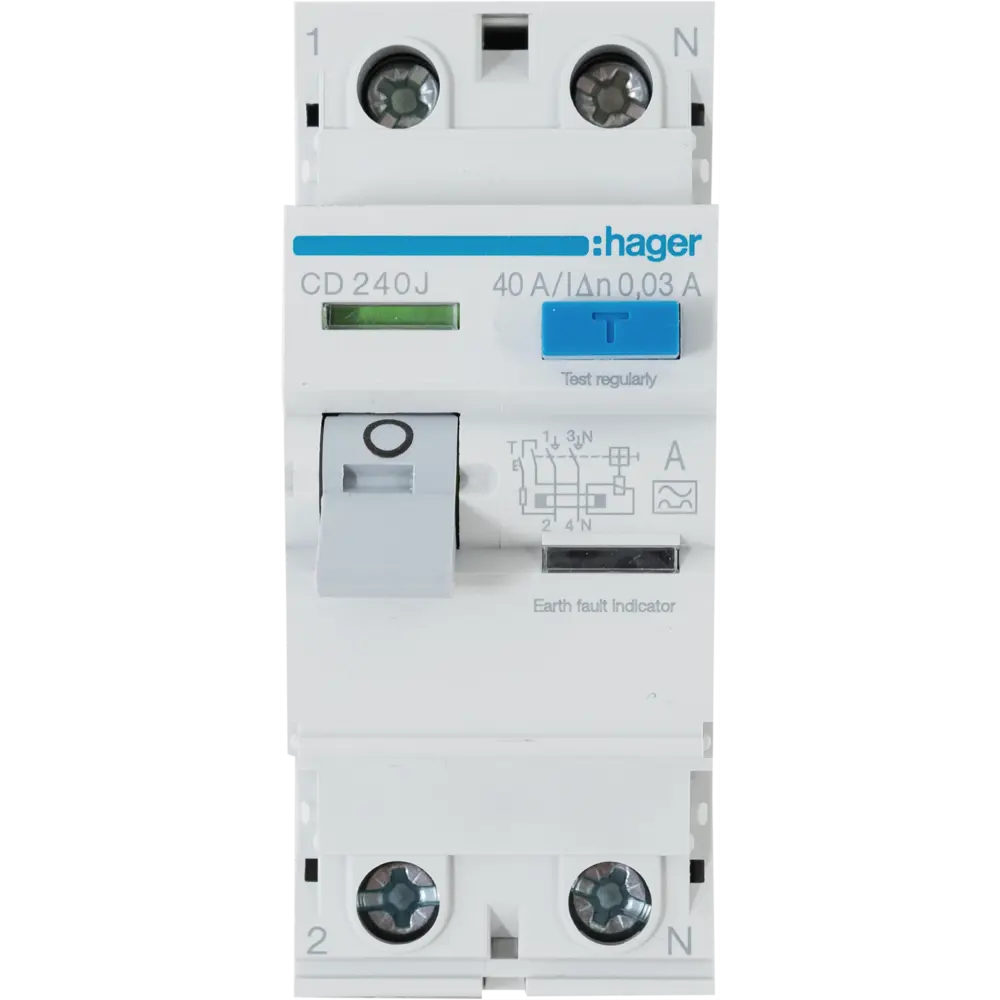 УЗО Hager CD240j 1P N 40 А 30 мА AC STLM-2135375 - Вид №1