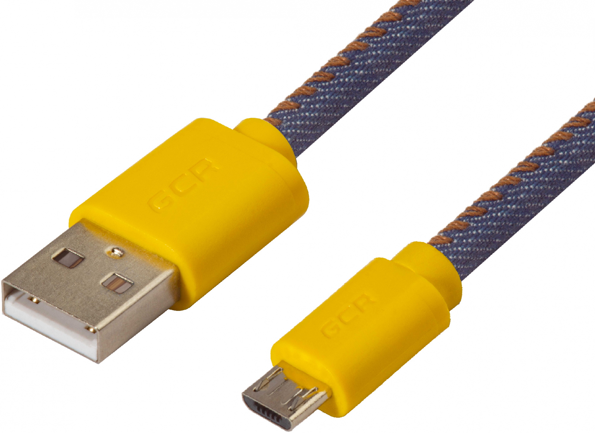 GCR-50699 кабель 3a 1.0m usb 2.0, am/microb 5pin, джинсы, al корпус черный, желтый пвх, 28/22 awg, поддержка функции быстрой зарядки Greenconnect Santreyd 