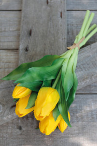 2941 330 a3 Шелковый букет тюльпанов, 5-кратный, 28 см, желтый H-andreas