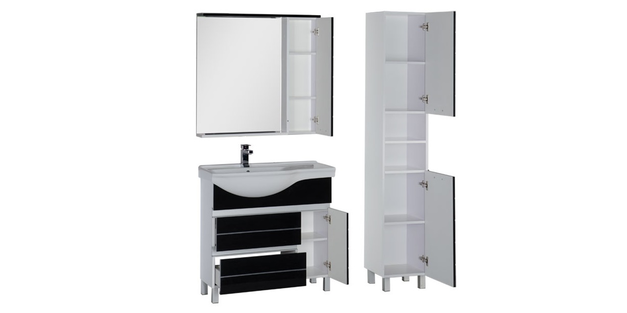 Комплект мебели Aquanet Доминика 90 L черный 00176649 - Вид №2