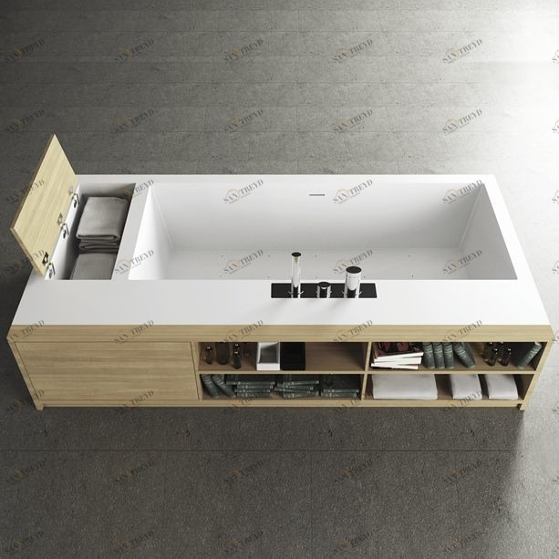 Moma Design Ванна из Corian 2200x1100x500 Square Wood белая SW302200