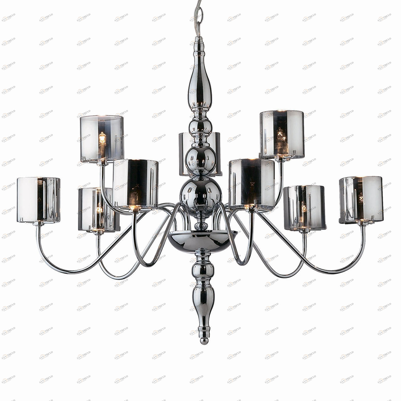 Подвесная люстра Ideal Lux Duca SP9 IDEAL LUX ДИЗАЙНЕРСКИЕ, DUCA, ДВУХЪЯРУСНЫЕ 057336 Хром 