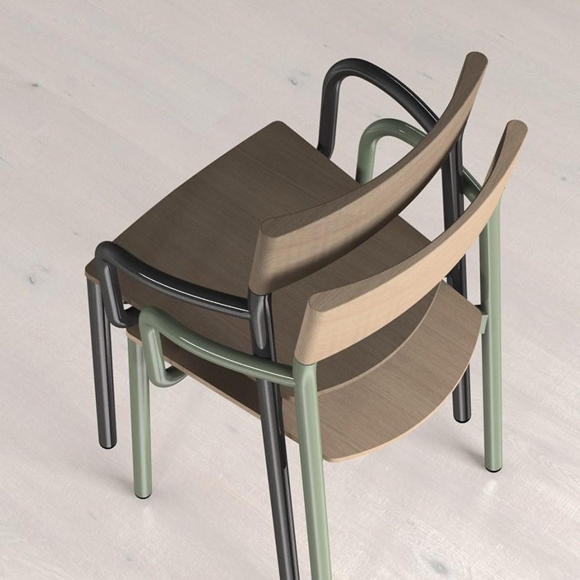 Vela Arredamenti Штабелируемый стул из железа и дерева с подлокотниками sun-id-1427990 - Вид №6