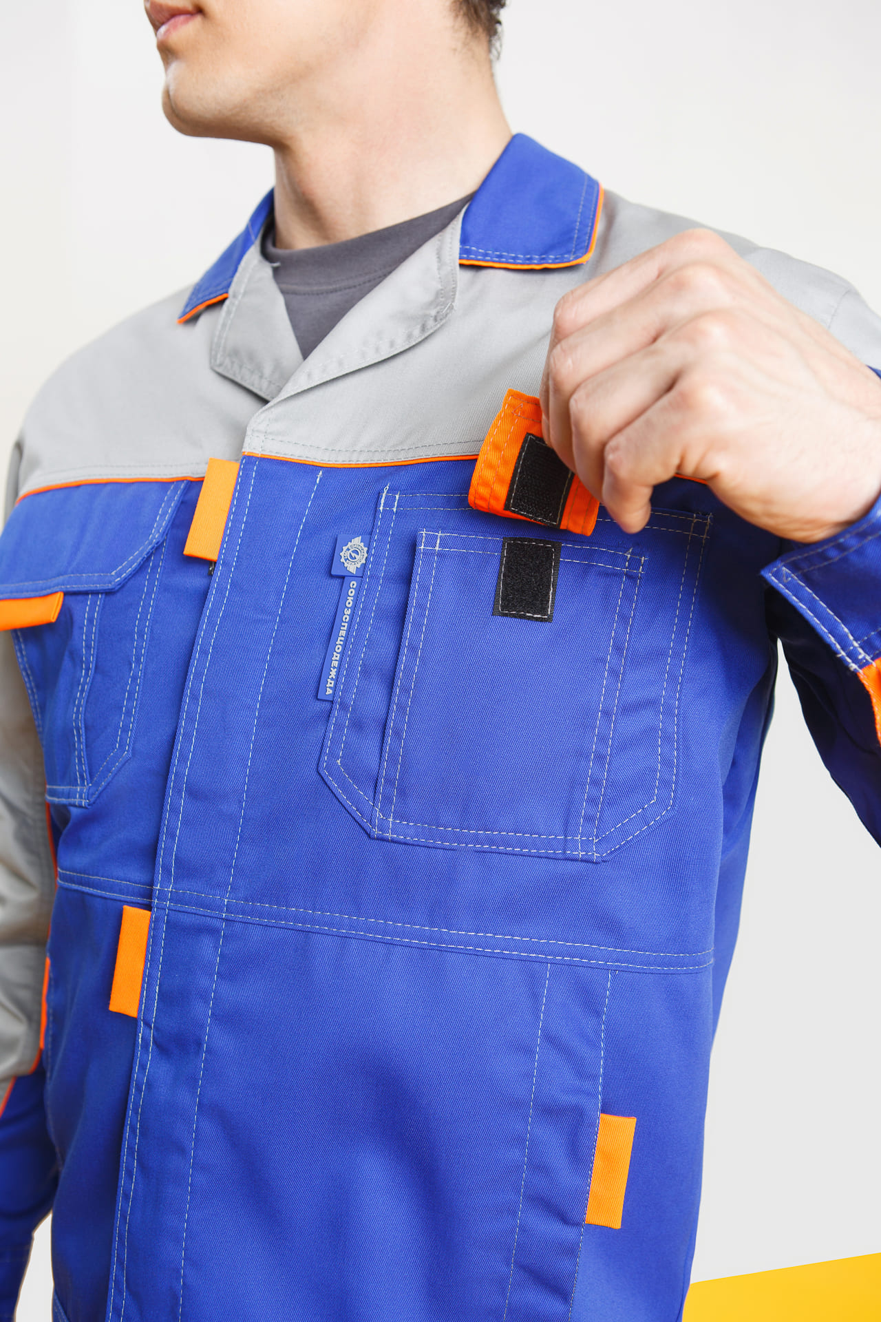 65236 Костюм "Профессионал-1" василек-светло-серый  Летняя спецодежда  размер 60-62/182-188  - Вид №17