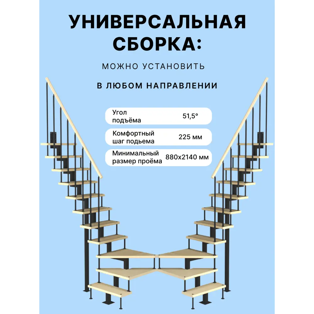 Модульная лестница поворотная 90° Лесенка стальная Квадро STLM-2069286 - Вид №2