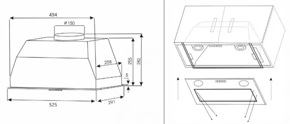 5352269 Вытяжка полновстраиваемая EXITEQ EX-1176 белый STDN-0138961 - Вид №8