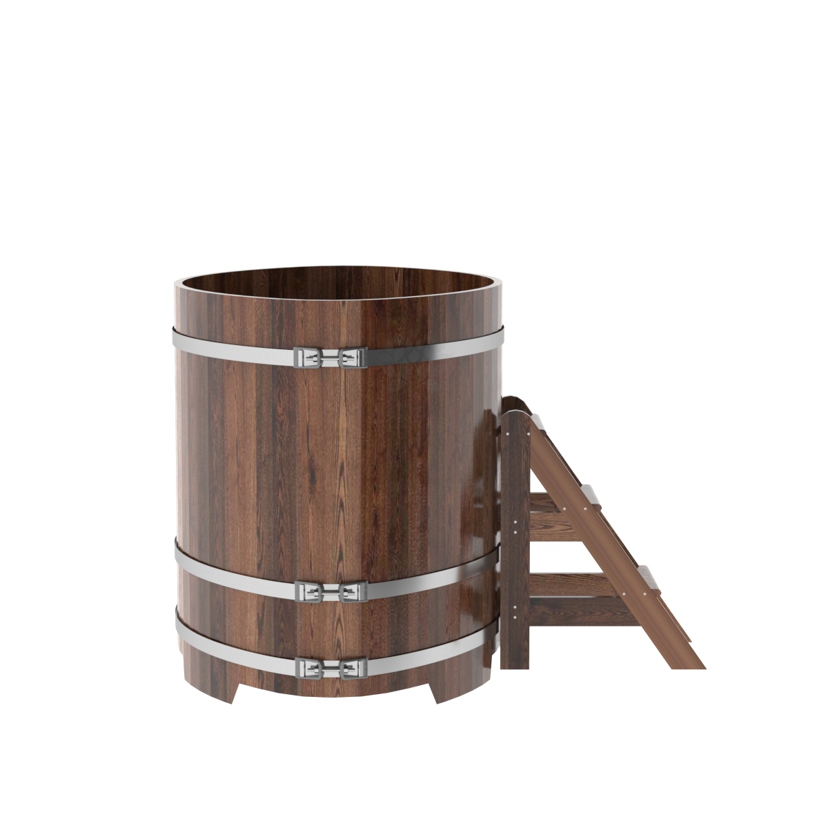 1172 Купель овальная из лиственницы 1,02х1,68х1,2 морёная премиум Alyarus  - Вид №2