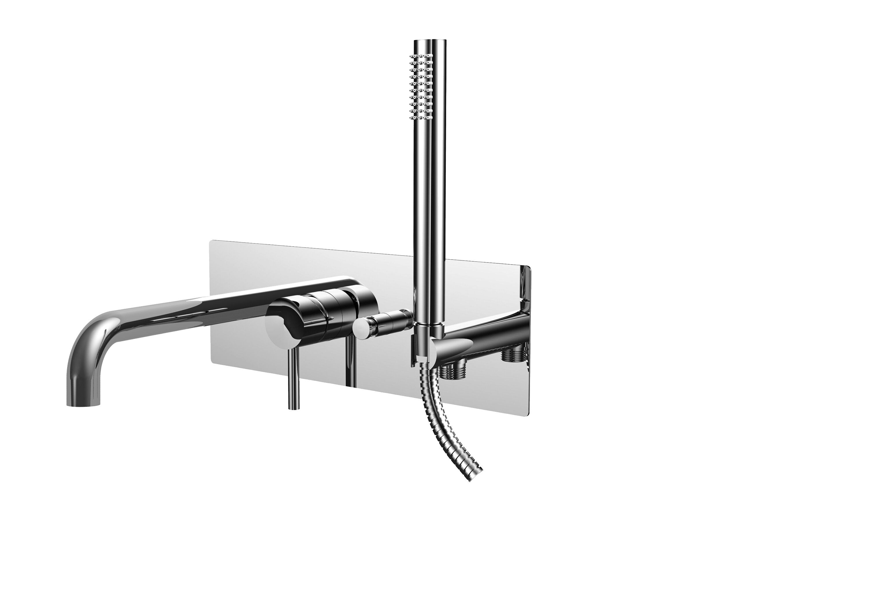 Настенный смеситель для ванны с 4 отверстиями и ручным душем RUBINETTERIA PAFFONI Light ARCH-00042184 - Вид №1