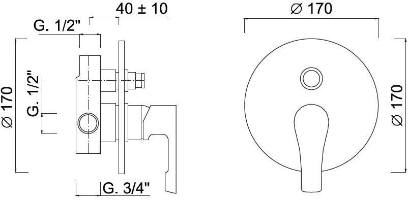 Rubinetteria Giulini Смеситель для душа, однорычажный, с переключателем Ego F5713 - Вид №1