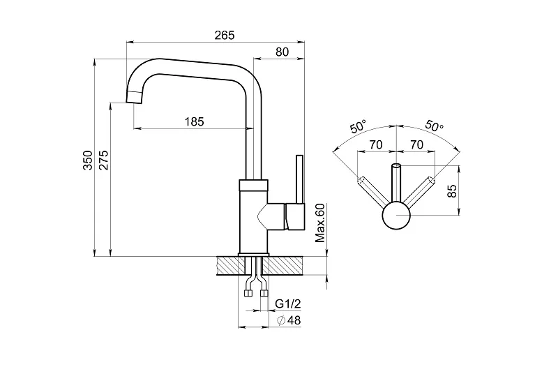0041, ПИРИТ, СМЕСИТЕЛЬ КУХОННЫЙ GRANULA 41-ST53 - Вид №2