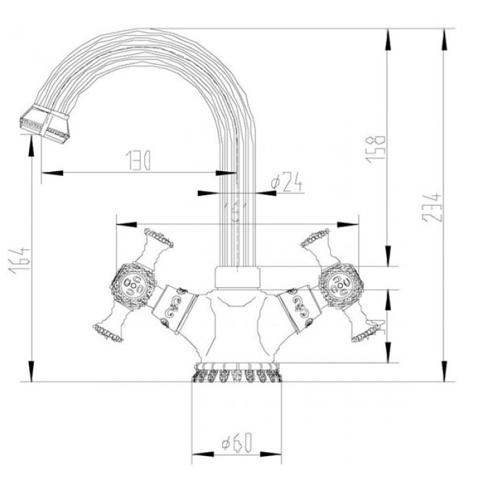 Zorg A 6008U-BR смеситель для умывальника Смеситель для кухни Zorg 234 х 130 мм  - Вид №2