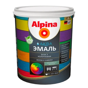 Эмаль Alpina Аква полуматовая База 3 цвет прозрачный 2.35 л