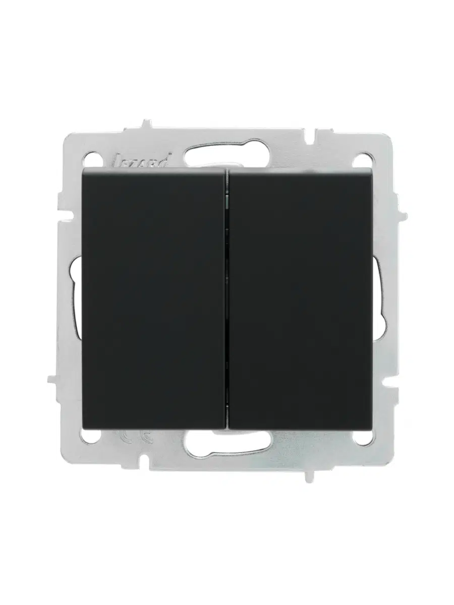 RAIN Выключатель двойной (механизм) без рамки черный LEZARD 703-4288-101 - Вид №1