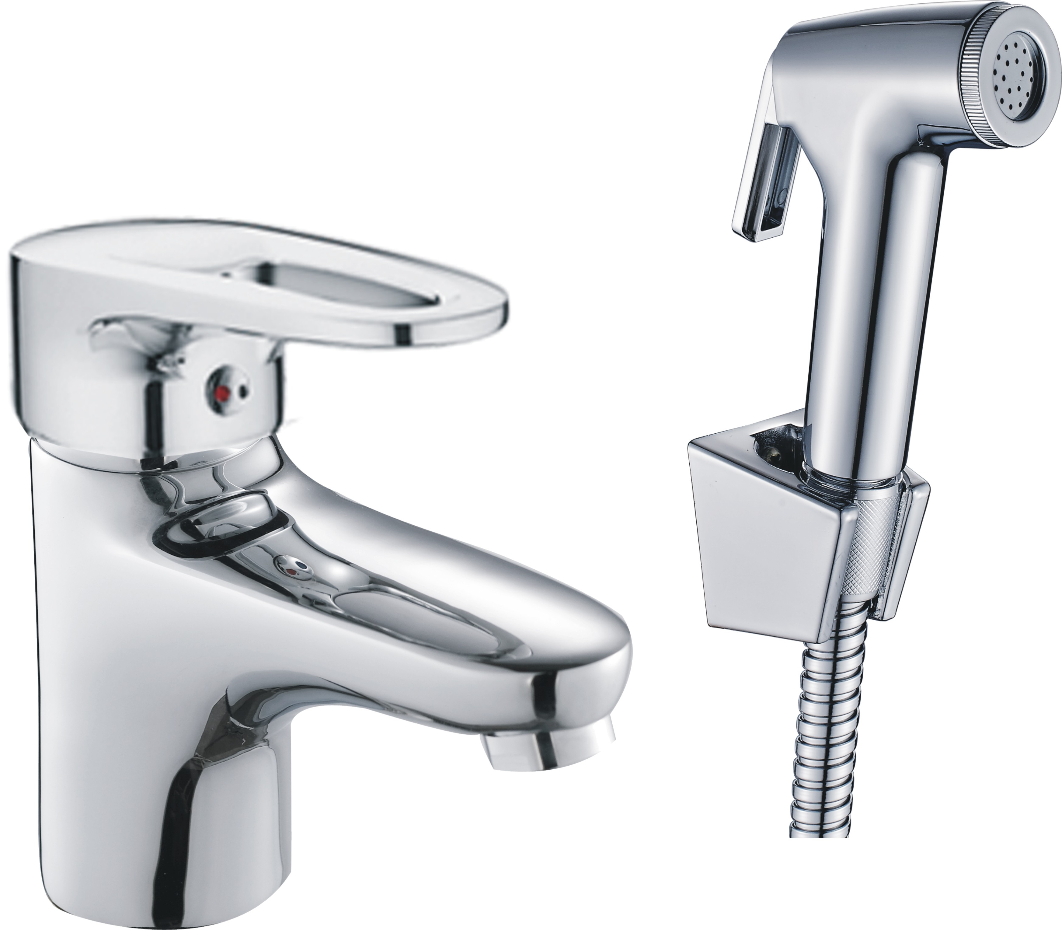 HB1268 Смеситель для раковины с гигиеническим душем , хром Haiba  - Вид №1