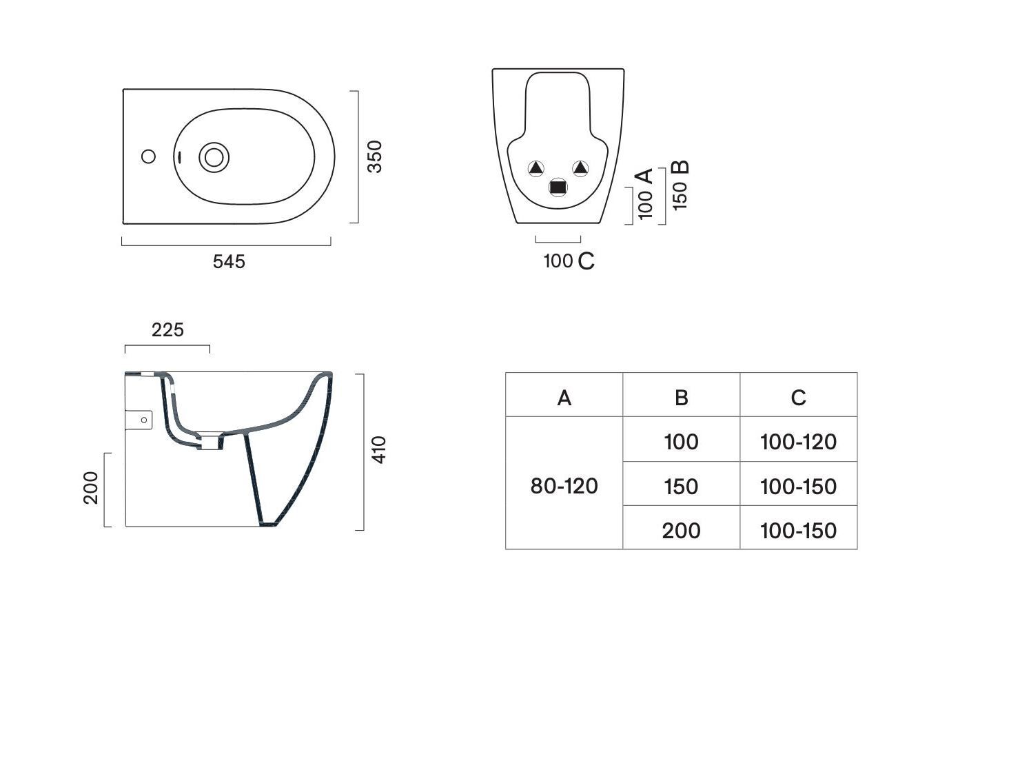 Биде провода стены до пола с переливом CERAMICA CATALANO сфера ARCH-00076015 - Вид №8