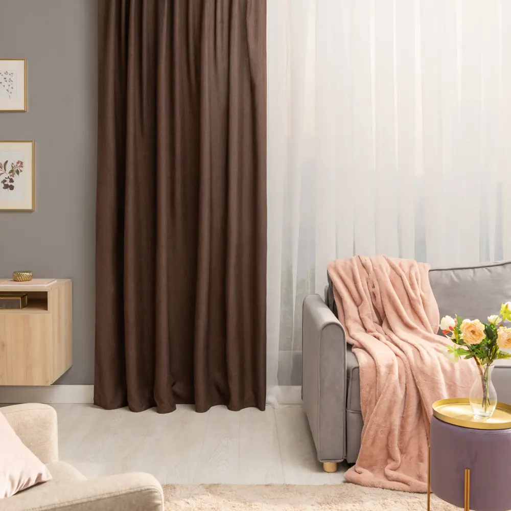 Штора на ленте со скрытыми петлями Inspire Looks 200x260 см цвет серо-коричневый 18614191 STLM-2140309  - Вид №7