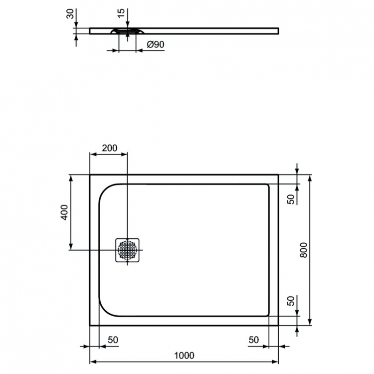 K8219FT Душевой поддон 100х80 см Ideal Standard ULTRAFLAT S  - Вид №2