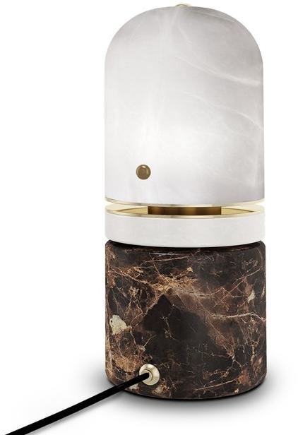 Porustudio Настольная лампа из мрамора Emperador и абажур из алебастра sun-id-1475651 - Вид №2
