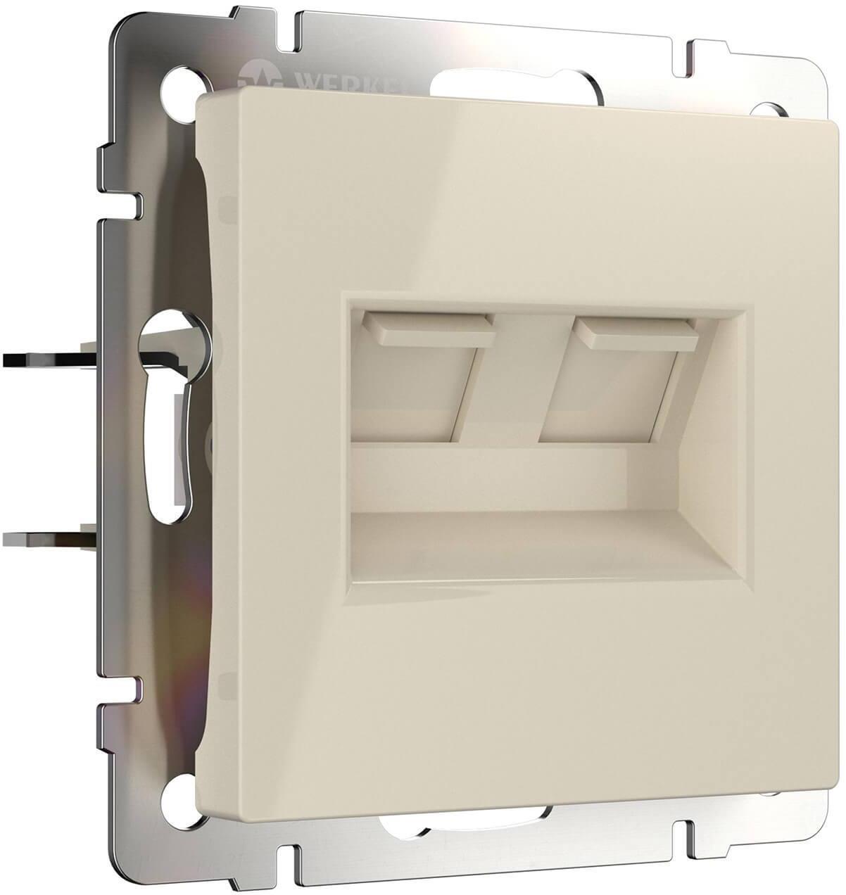 4690389155864 Розетка двойная Ethernet RJ-45 W1181103 Werkel Слоновая кость
