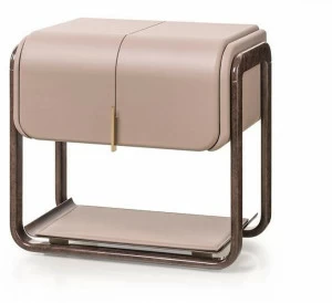 Turri Прямоугольная прикроватная тумбочка из кожи с ящиками Eclipse