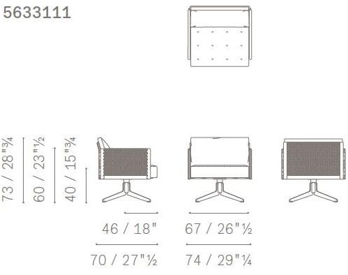 Poltrona Frau Поворотное кожаное кресло с 4-мя спицами La collezione - divani e poltrone sun-id-1450567 - Вид №3