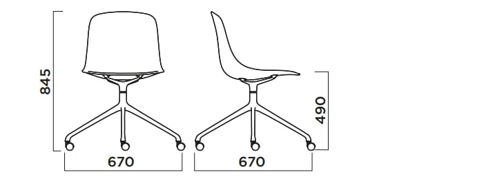 Вращающееся кресло из полипропилена с колесами Infiniti Pure Loop Mono ARCH-00076104 - Вид №4