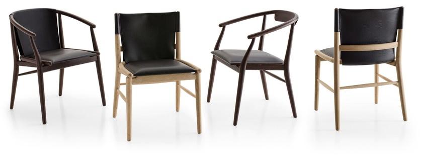 B&B Italia Стул из дерева и кожи с подлокотниками Jens Sj61/sj61b - Вид №1