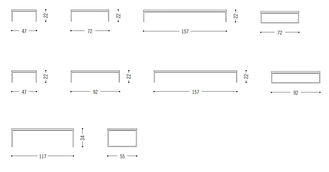 Низкий прямоугольный журнальный столик для гостиной COR Mell ARCH-00053630 - Вид №3