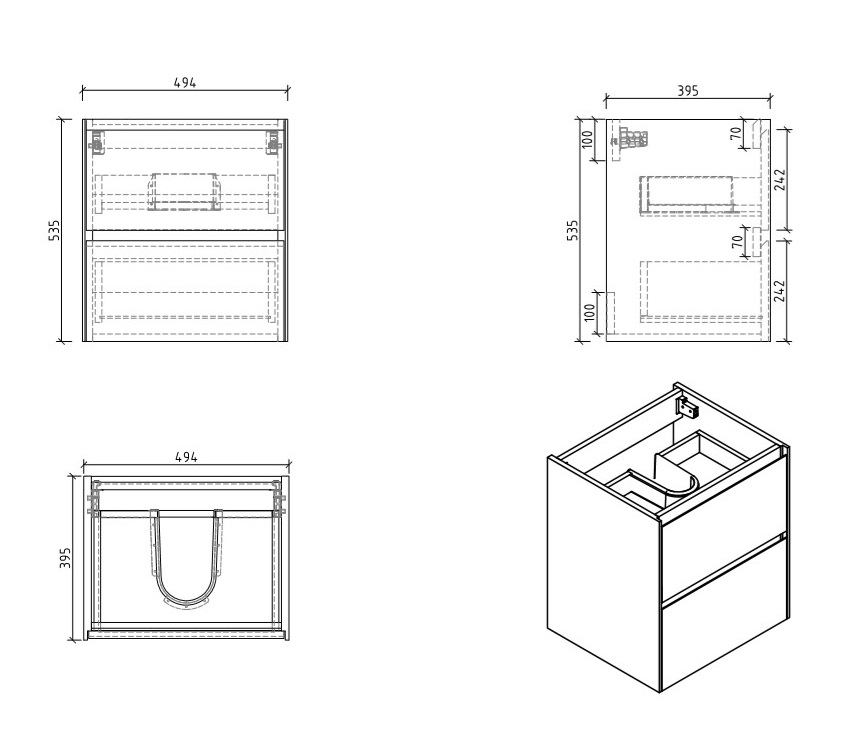 Мебель для ванной BelBagno PIETRA MINI-500-BL  - Вид №4