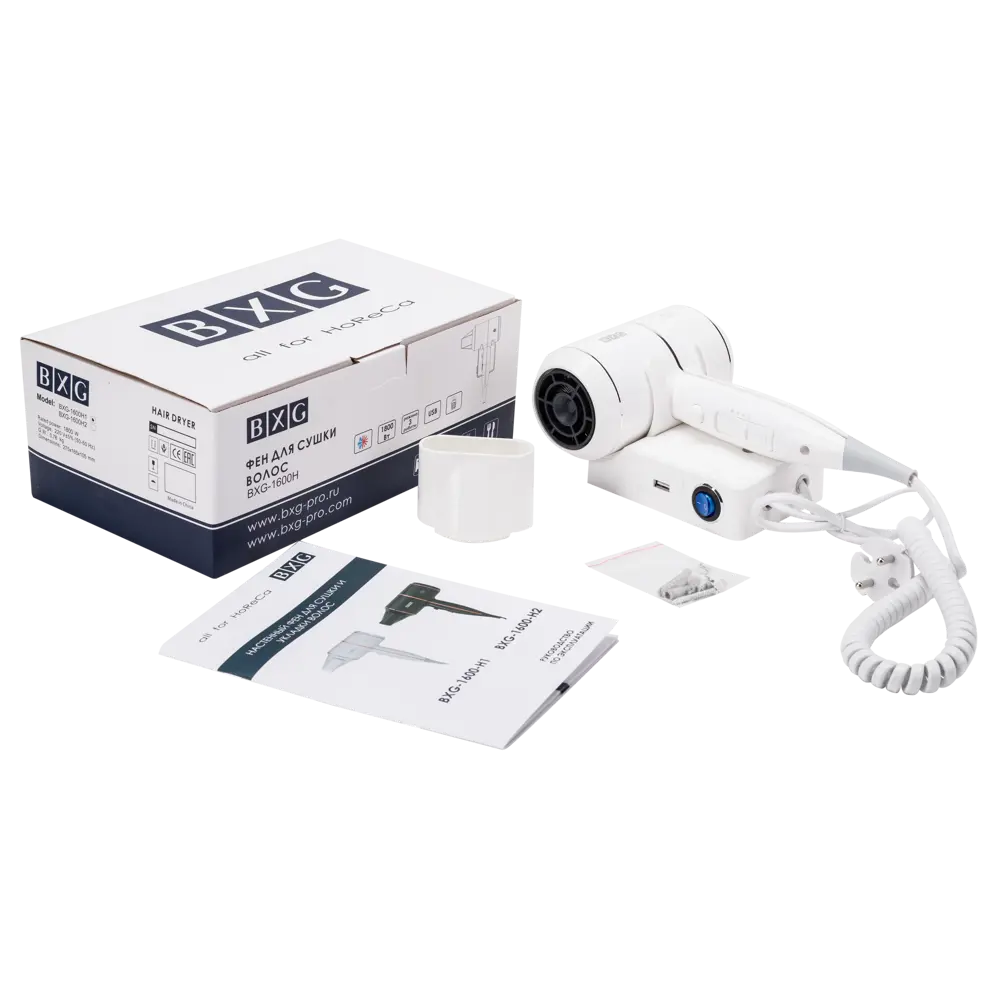 Фен BXG 1600 Н1, 1800 Вт, цвет белый BXG-1600 STLM-2136461 - Вид №9