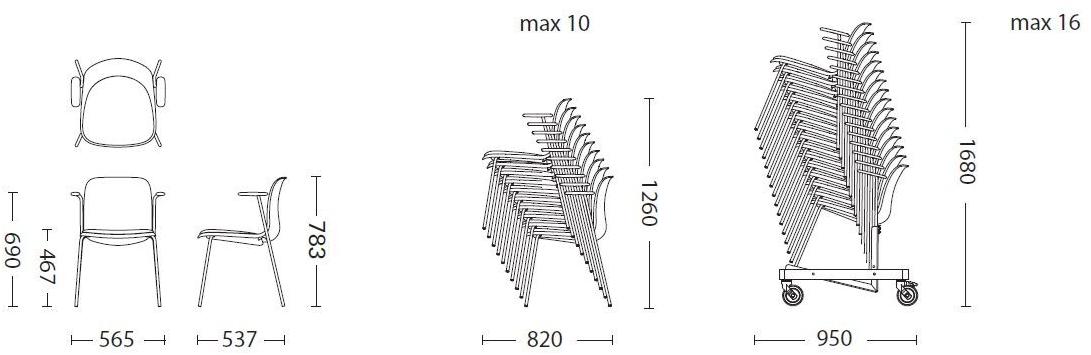 Howe Стул для ожидания с подлокотниками Sixe sun-id-1424682 - Вид №2