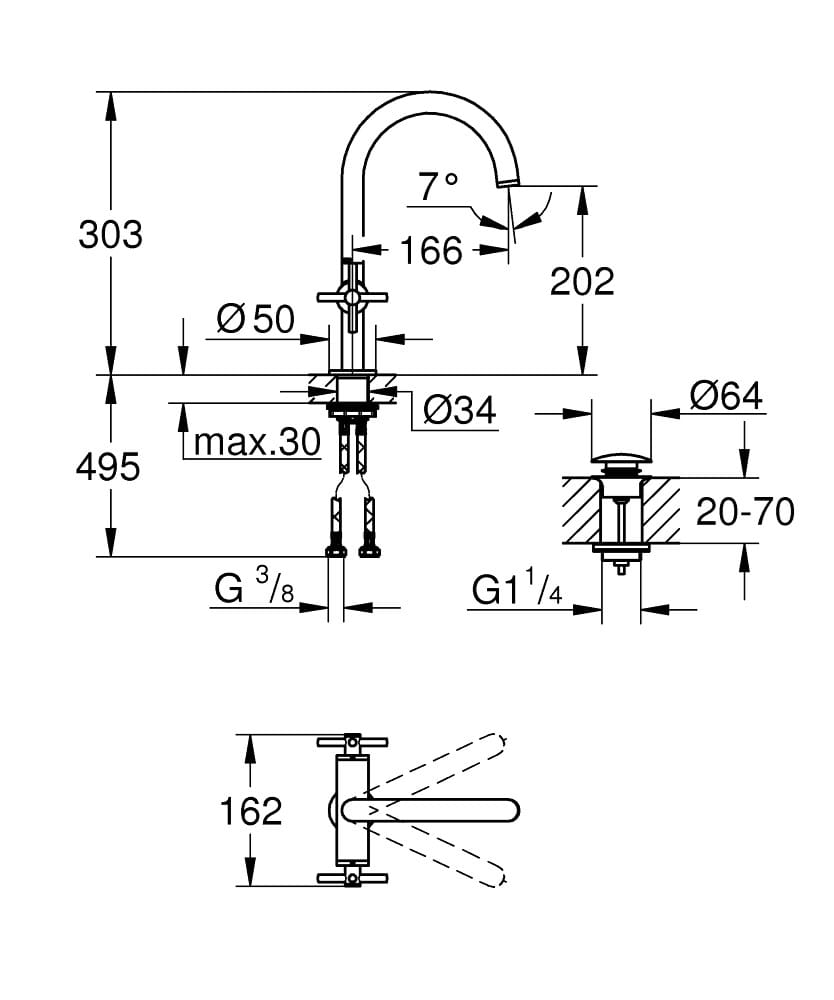 Смеситель для раковины с раздельными розетками Grohe Атриум ARCH-00094136 - Вид №6