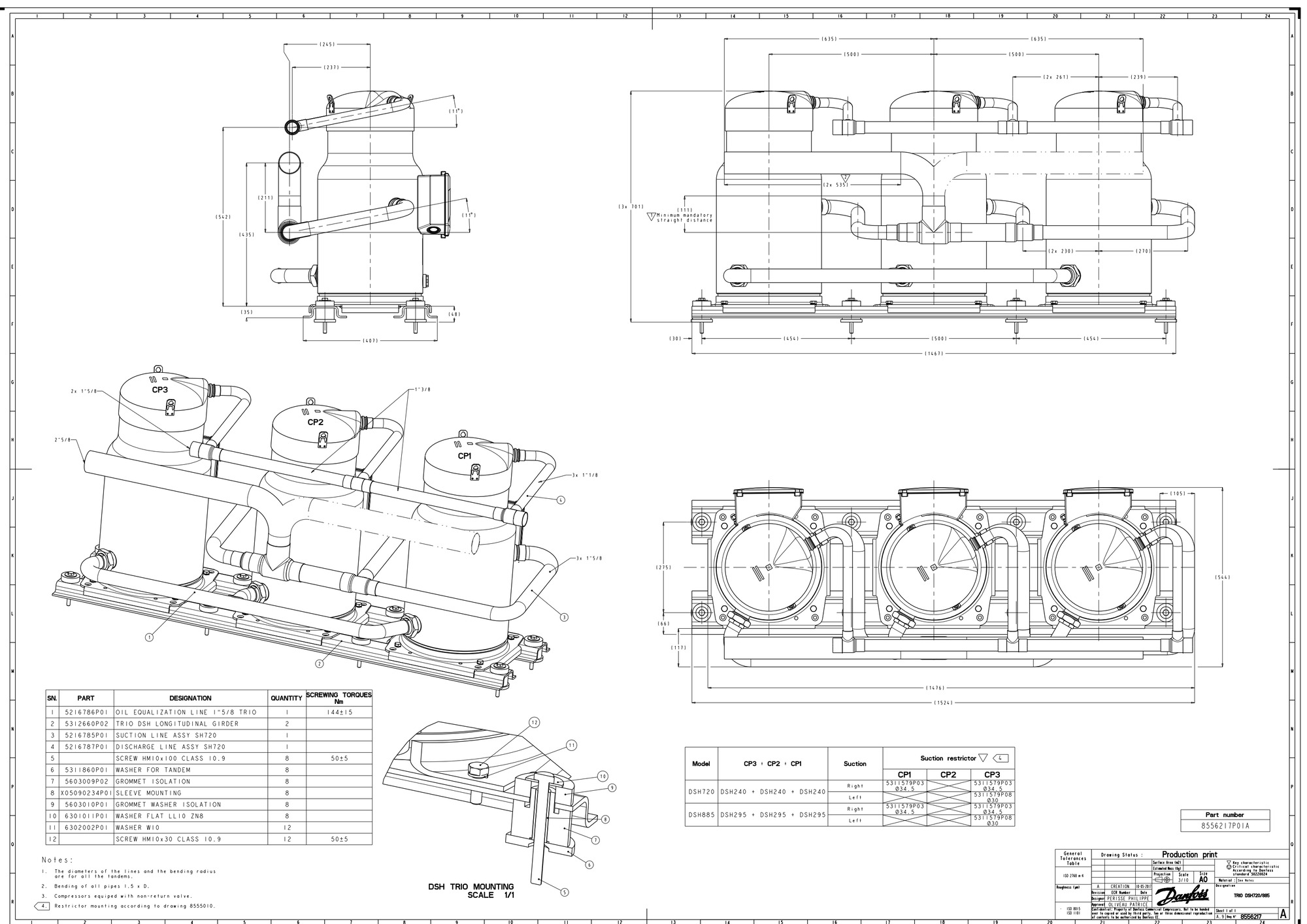 Danfoss DSH — Герметичные спиральные компрессоры, R410A DSH105A4ALA Компрессор спиральный 120H1190  - Вид №10