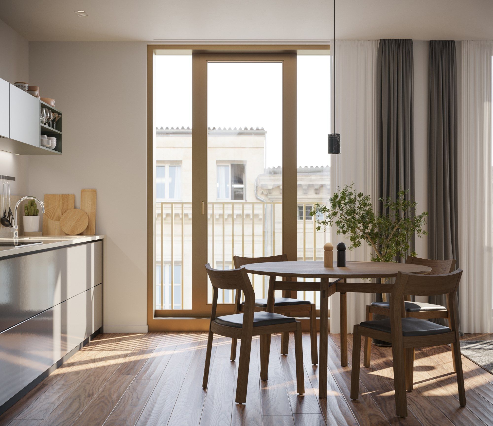 Круглый стол из грецкого ореха Case KIGUMI ARCH-00052177 - Вид №3