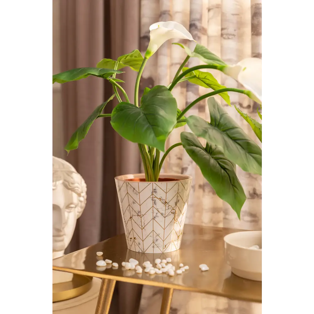 Горшок цветочный Ingreen London ø16 h14.5 см v1.6 л пластик мрамор Фиджи декор STLM-2022497 - Вид №1