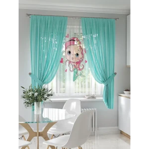 91488869 Тюль на шторной ленте At Home Мокенвис 300x150 см цвет бежевый STLM-1026422